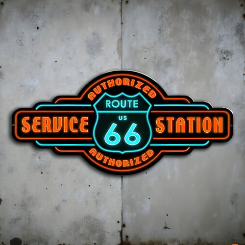Route 66 Authorized Service Station Metal Sign 36 x 17