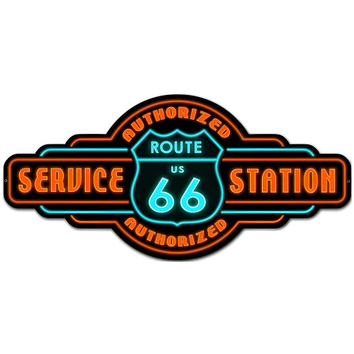 Route 66 Service Metal Sign - 36" x 17"
