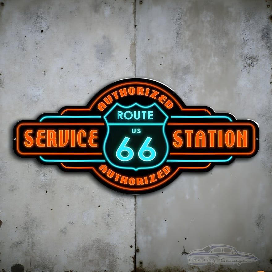 Route 66 Authorized Service Station Metal Sign 36 x 17