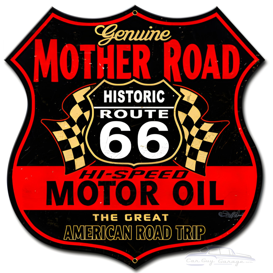Route 66 The Mother Road Metal Sign - 18" x 18"