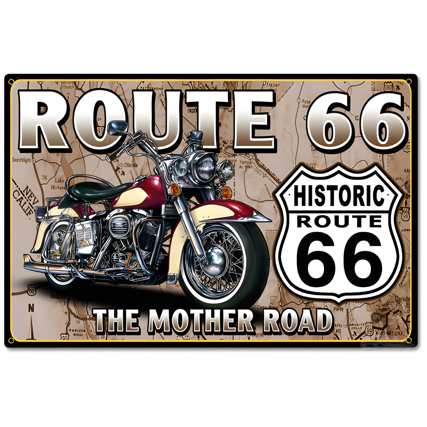Route 66 The Mother Road Metal Sign - 24"x16" Vintage Decor