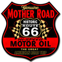 Route 66 The Mother Road Metal Sign - 14" x 14" Custom Shape