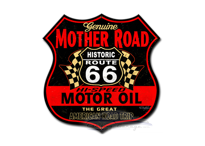 Route 66 The Mother Road Metal Sign - 14" x 14" Custom Shape