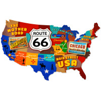 Route 66 USA Metal Sign - 25" x 16"