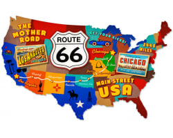 Route 66 USA Metal Sign - 25" x 16"