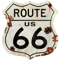 Route US 66 Metal Sign - 28" x 28" Custom Shape