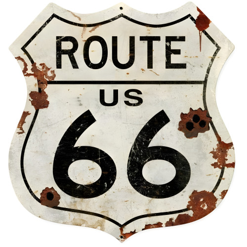 Route US 66 Metal Sign - 28" x 28" Custom Shape