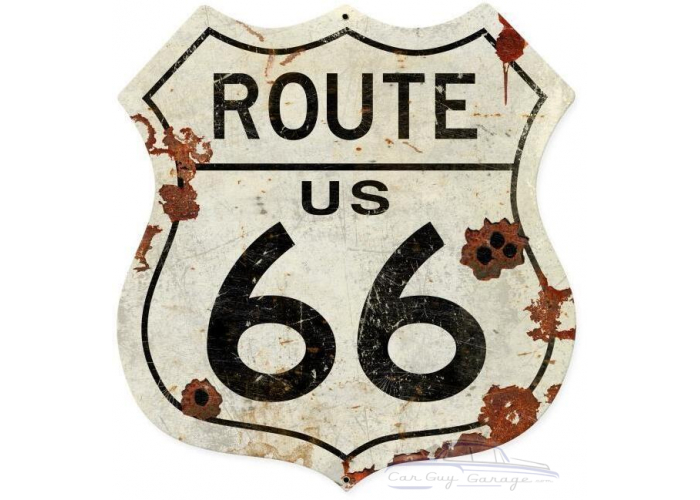 Route US 66 Metal Sign - 28" x 28" Custom Shape