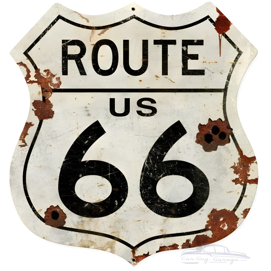 Route US 66 Metal Sign - 28" x 28" Custom Shape