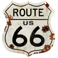 Route US 66 Shield Metal Sign - 15" x 15"