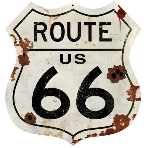 Route US 66 Shield Metal Sign - 15" x 15"