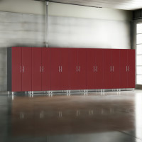 Red Modular 7-Piece Tall Garage Storage Cabinets Closet Set, Locking
