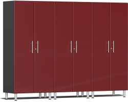 Ruby Red Metallic MDF 3-Pc Tall Garage Closets