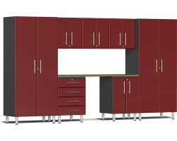 Ruby Red Metallic MDF 8-Piece Kit with Bamboo Worktop