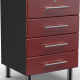 Ruby Red Metallic MDF 4-Drawer Base Cabinet
