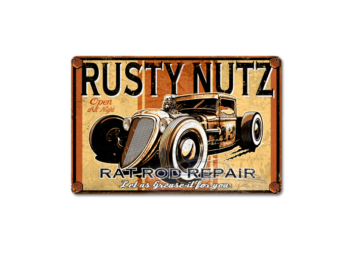 Rusty Nutz Metal Sign - 18" x 12"