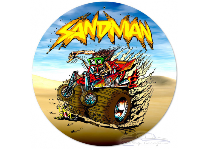 Sand Man Metal Sign - 14" Round
