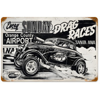 Santa Ana Drag Race Metal Sign - 18" x 12"