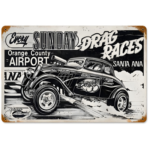Santa Ana Drag Race Metal Sign - 18" x 12"