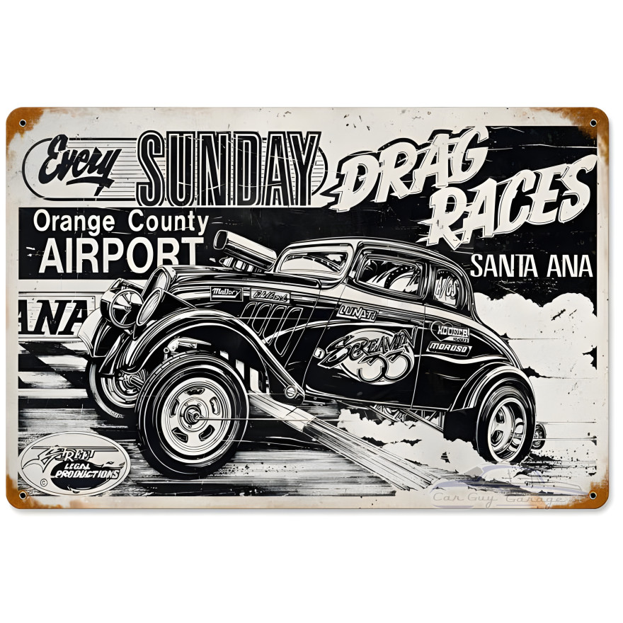 Santa Ana Drag Race Metal Sign - 18" x 12"