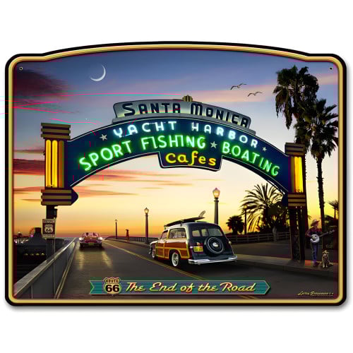 Santa Monica Pier Metal Sign - 15" x 12"