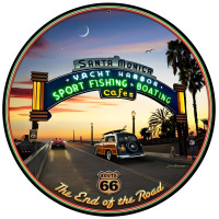 Santa Monica Pier Metal Sign - 14" Round