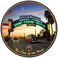 Santa Monica Pier XL Metal Sign - 28" Round