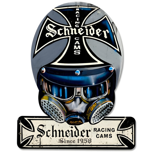 Schneider Cams Helmet Metal Sign - 15" x 12"