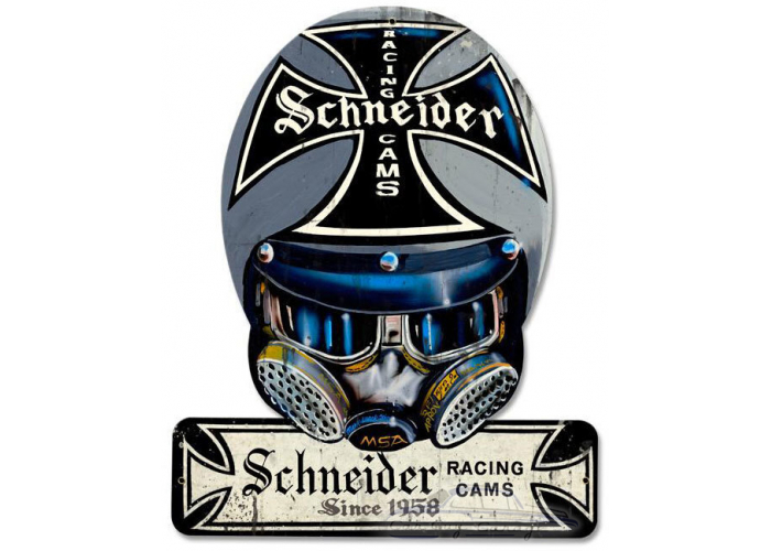 Schneider Cams Helmet Metal Sign - 15" x 12"