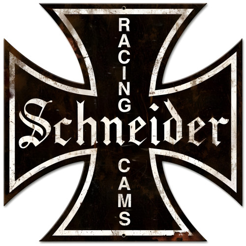 Schneider Logo - Grunge Metal Sign - 28" x 28"