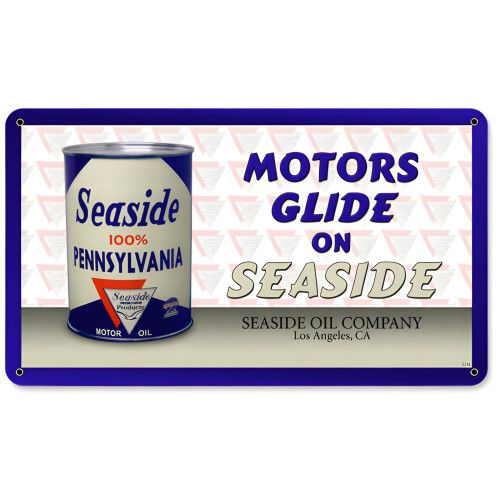 Seaside Oil Can Metal Sign - 14" x 8"