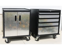 Set of 2 Diamond Plate Modular Base Cabinets