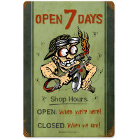 Shop Hours Metal Sign - 12" x 18"