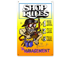 Shop Rules Metal Sign - 12" x 18"