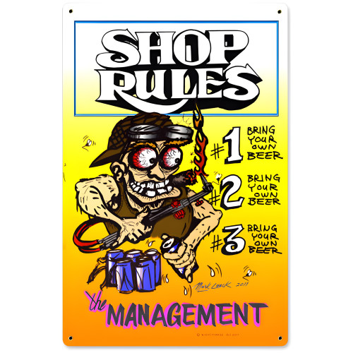 Shop Rules Metal Sign - 12" x 18"