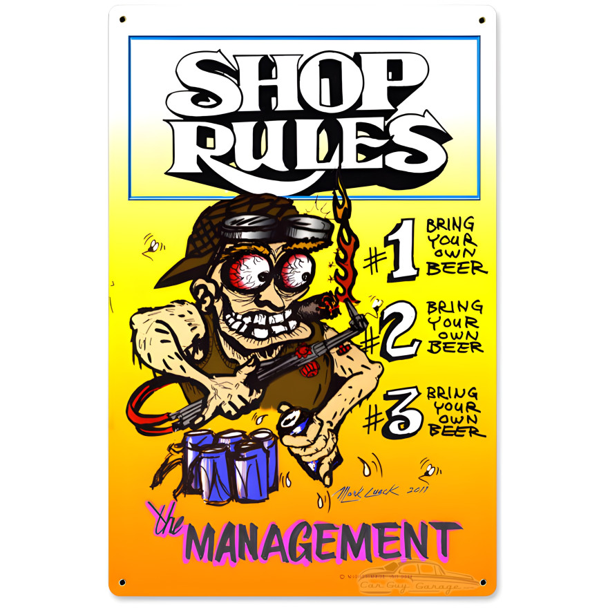 Shop Rules Metal Sign - 12" x 18"