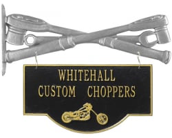Personalized Cast Aluminum 2-Sided Hanging Garage Chopper Plaque