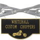 Personalized Cast Aluminum 2-Sided Hanging Garage Chopper Plaque Personalized Cast Aluminum 2-Sided Hanging Garage Chopper Plaque