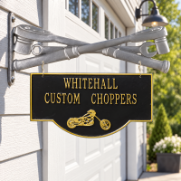Personalized Double-Sided Chopper Hanging Garage Plaque