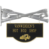 Personalized Cast Aluminum 2-Sided Hanging Hot Rod Garage Sign