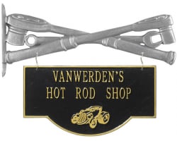 Personalized Cast Aluminum 2-Sided Hanging Garage Hot Rod Plaque