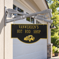 Personalized Garage Sign - 2-Sided Cast Aluminum Hot Rod