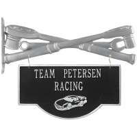 Personalized Cast Aluminum 2-Sided Hanging Garage Racecar Plaque