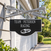 Personalized Metal Garage Sign - 2-Sided Racing Bracket