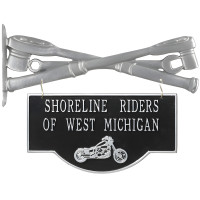 Personalized 2-Sided Motorcycle Garage Plaque with Wrench Bracket