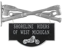Personalized Cast Aluminum 2-Sided Hanging Garage Motorcycle Plaque