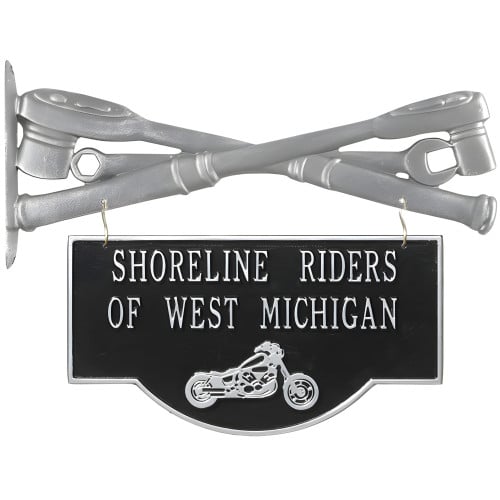 Personalized Cast Aluminum 2-Sided Hanging Garage Motorcycle Plaque