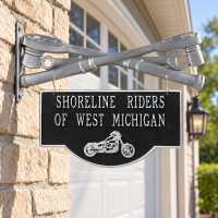 Personalized Motorcycle Garage Sign with Wrench Bracket