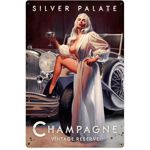 Silver Palate Champagne Metal Sign - 24" x 36"