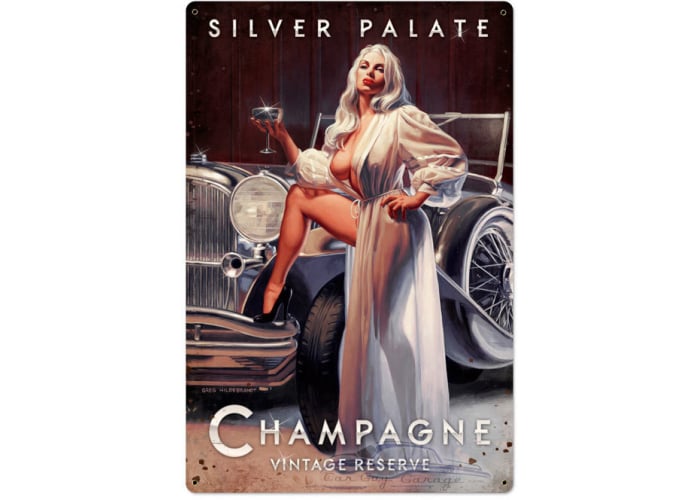 Silver Palate Champagne Metal Sign
